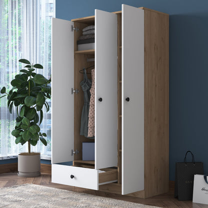 Ντουλάπα 90x170x42.5 εκ Walnut White 893RAN4551