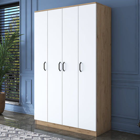 Ντουλάπα 120x190.8x47.3 εκ Walnut White 893RAN4552