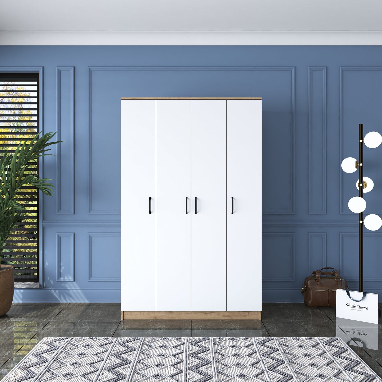 Ντουλάπα 120x190.8x47.3 εκ Walnut White 893RAN4552
