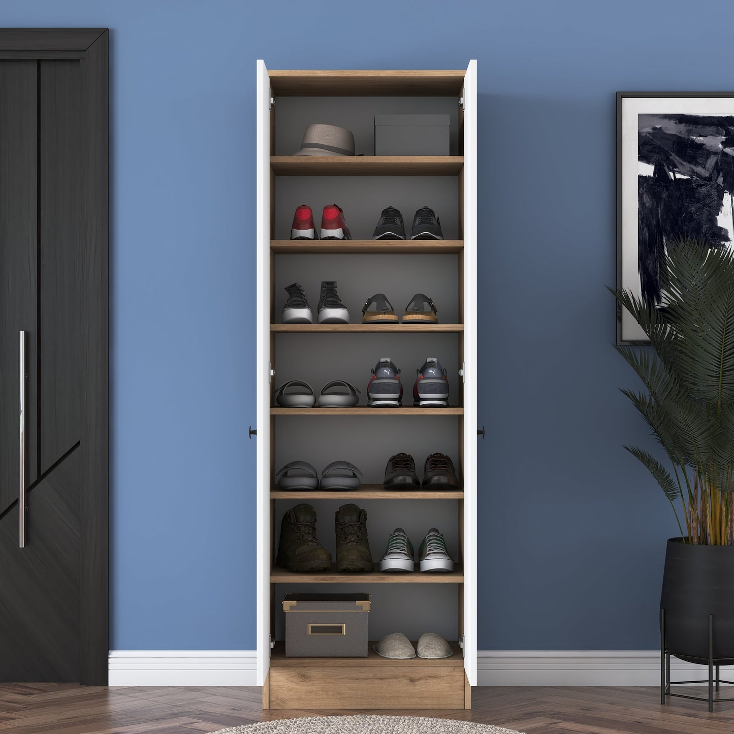 Ντουλάπα 59.8x182.8x37.5 εκ Walnut White 893RAN4553