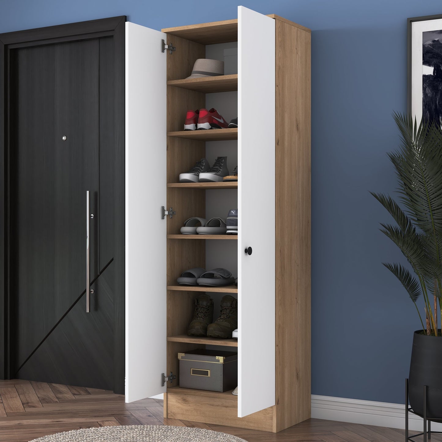 Ντουλάπα 59.8x182.8x37.5 εκ Walnut White 893RAN4553