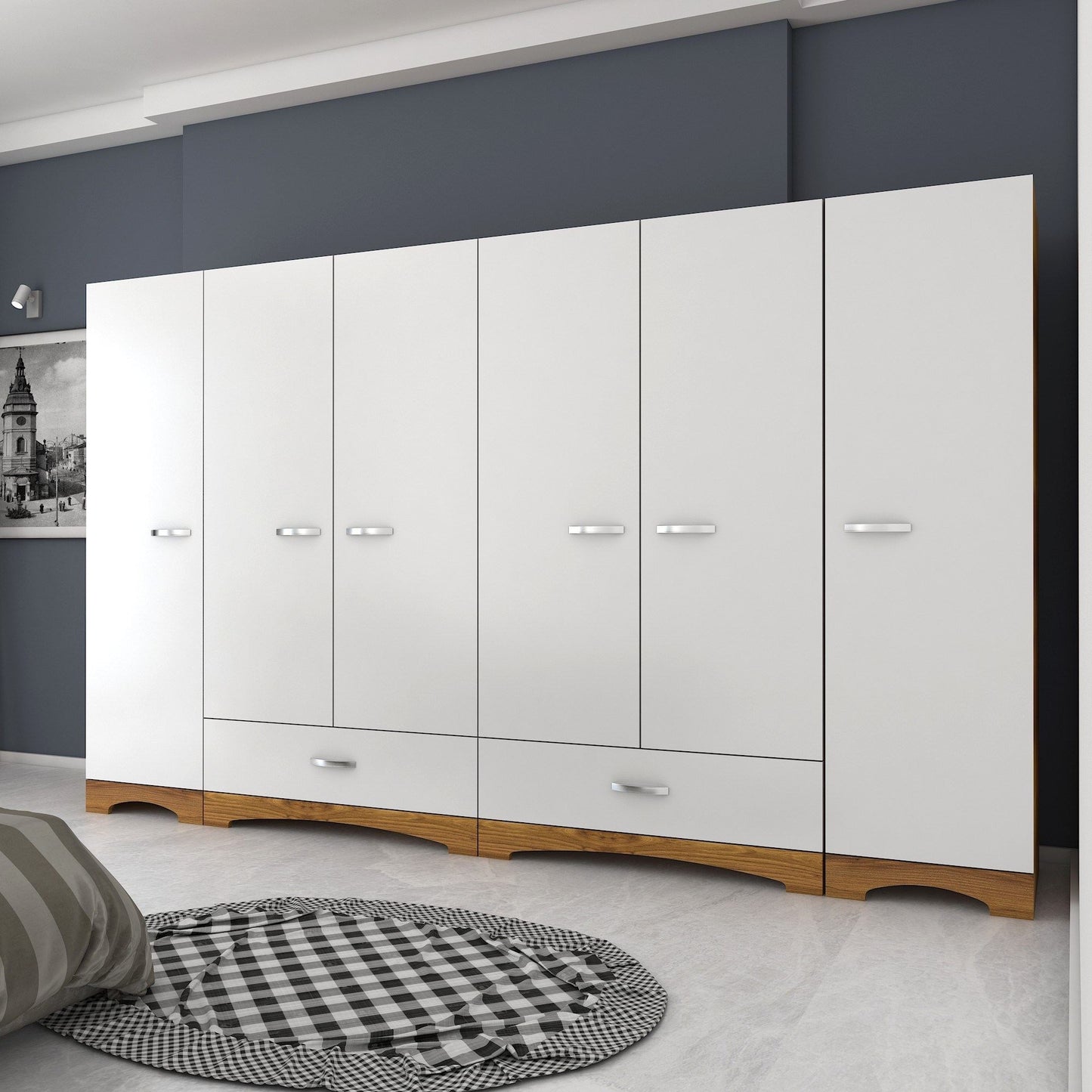 Ντουλάπα 243x181x47.6 εκ White Walnut 893RAN4554