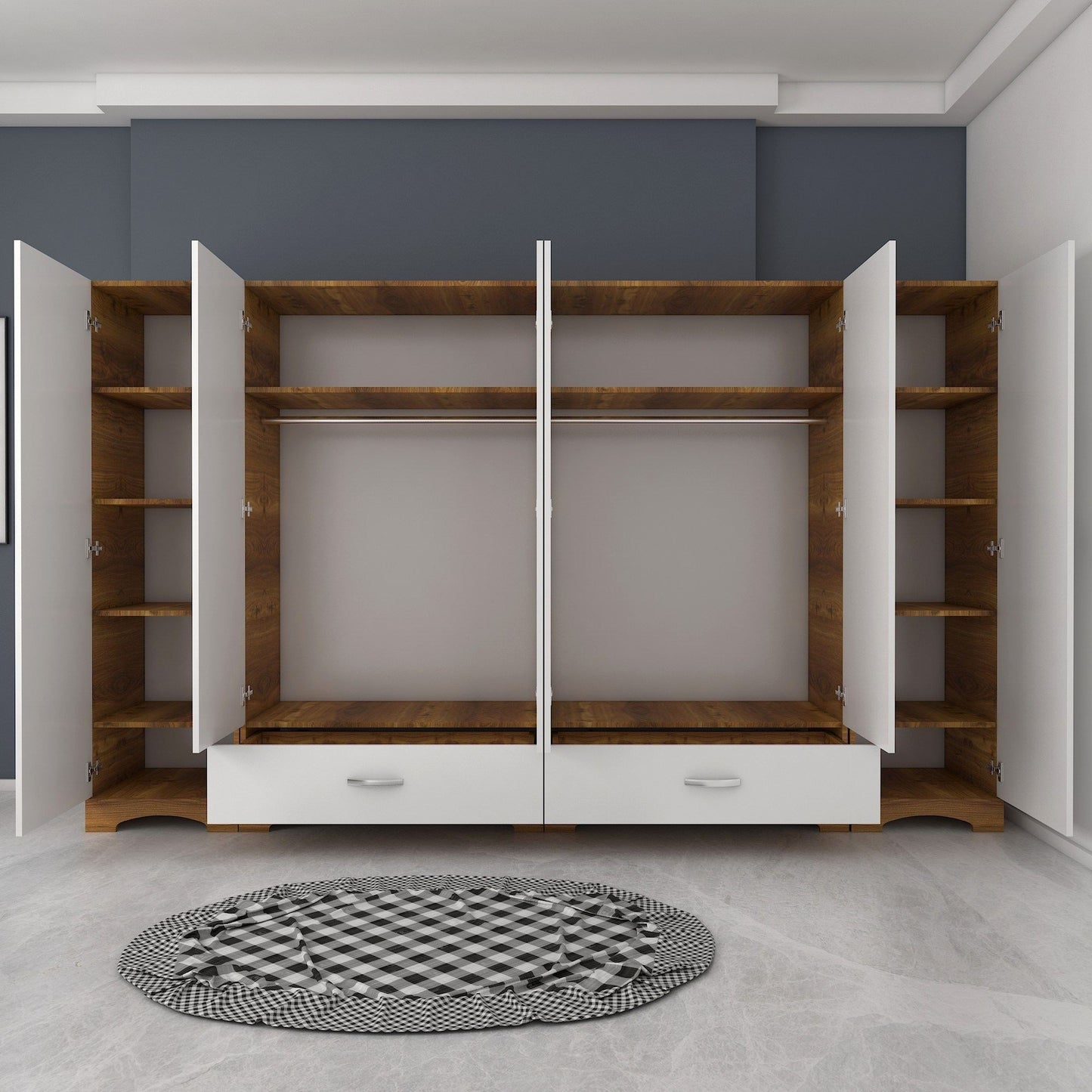 Ντουλάπα 243x181x47.6 εκ White Walnut 893RAN4554