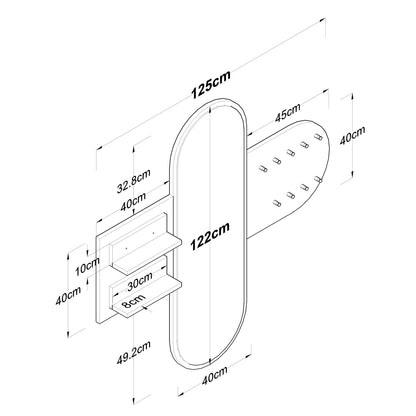 Επιτοίχιο Έπιπλο Εισόδου Κρεμάστρα Ρούχων Καλόγερος με Καθρέφτη και Ράφια Λευκό 893RAN4925