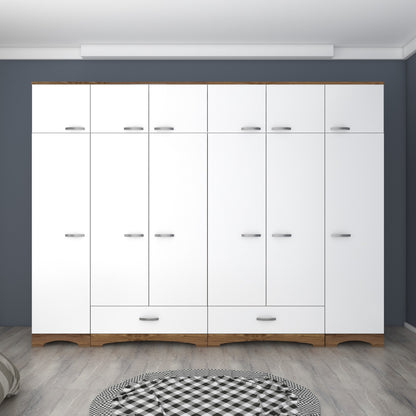 Ντουλάπα 243x226x48.3 εκ Walnut White 893RAN4994