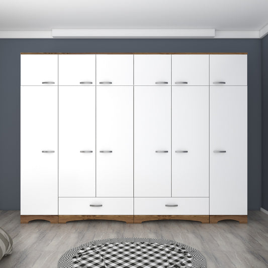 Ντουλάπα 243x226x48.3 εκ Walnut White 893RAN4994