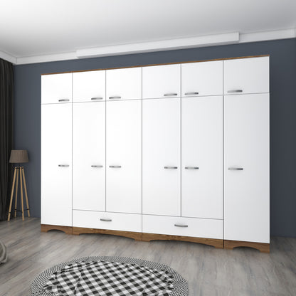 Ντουλάπα 243x226x48.3 εκ Walnut White 893RAN4994