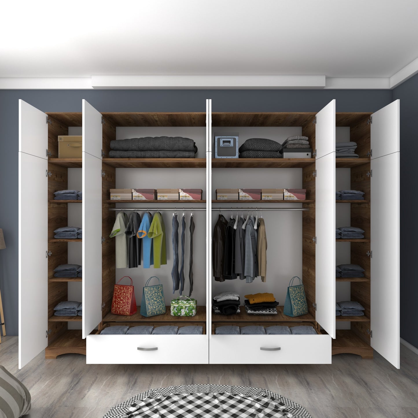 Ντουλάπα 243x226x48.3 εκ Walnut White 893RAN4994