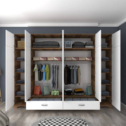 Ντουλάπα 243x226x48.3 εκ Walnut White 893RAN4994