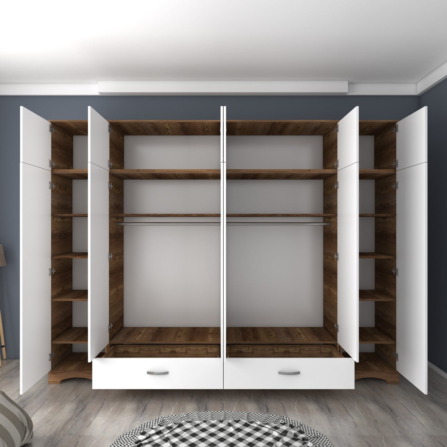 Ντουλάπα 243x226x48.3 εκ Walnut White 893RAN4994