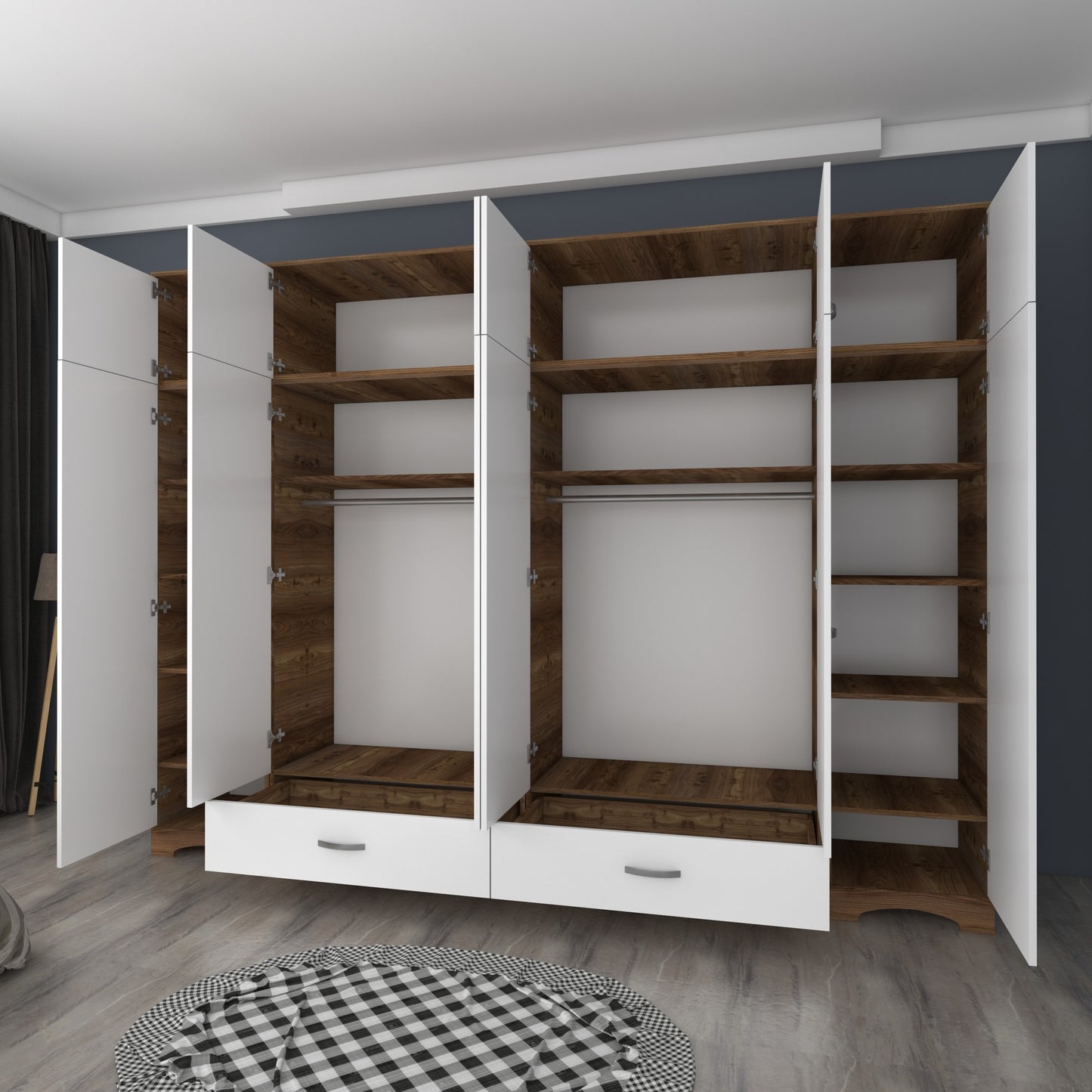 Ντουλάπα 243x226x48.3 εκ Walnut White 893RAN4994