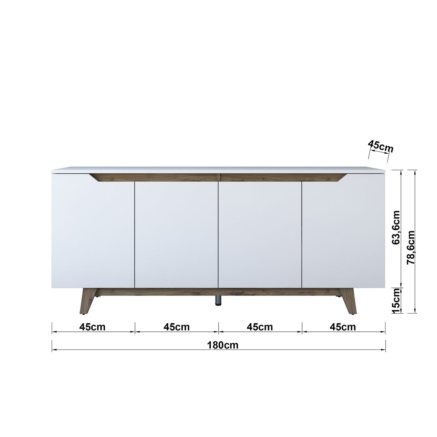 Μπουφές Λευκό
Καρυδί 180x45x78,6cm | 893RAN5102