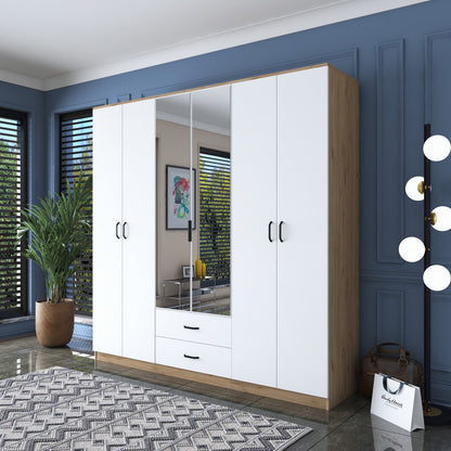 Ντουλάπα 210x210x51.5 εκ Walnut White 893RAN5405