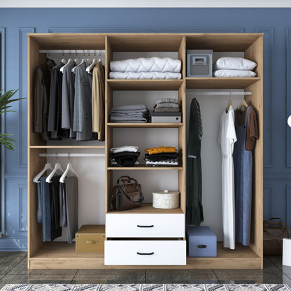 Ντουλάπα 210x210x51.5 εκ Walnut White 893RAN5405