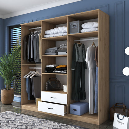 Ντουλάπα 210x210x51.5 εκ Walnut White 893RAN5405