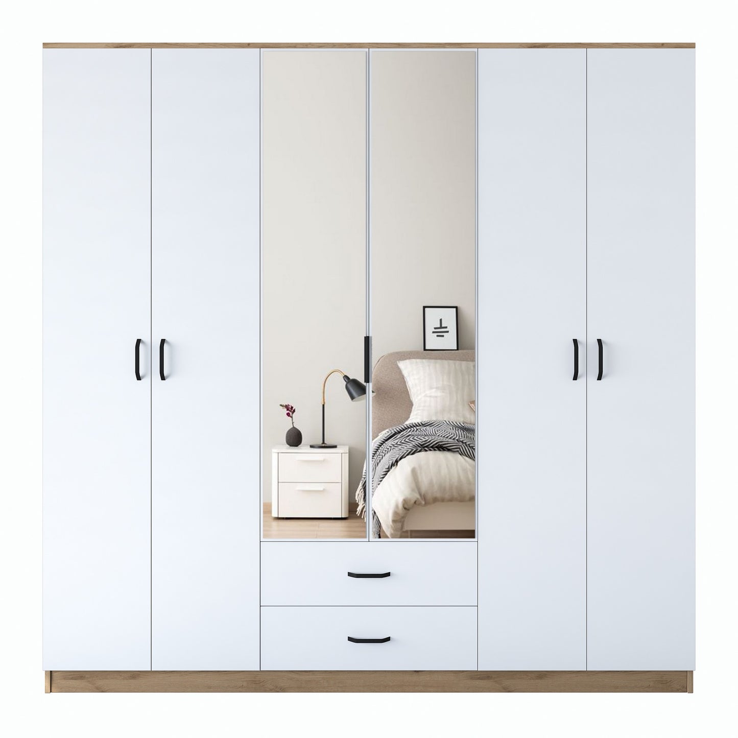 Ντουλάπα 210x210x51.5 εκ Walnut White 893RAN5405