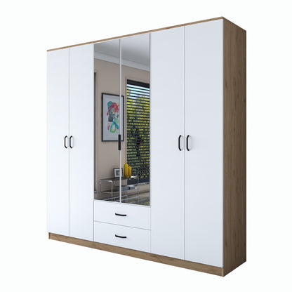 Ντουλάπα 210x210x51.5 εκ Walnut White 893RAN5405