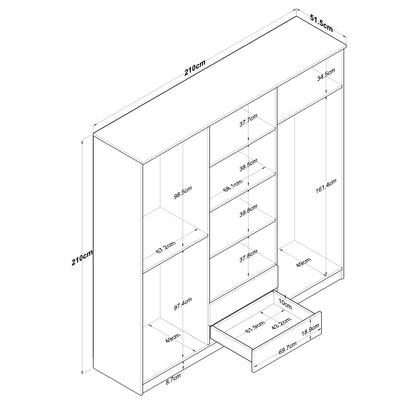 Ντουλάπα 210x210x51.5 εκ Walnut White 893RAN5405