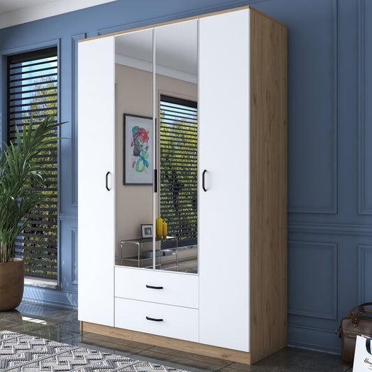 Ντουλάπα 210x210x51.5 εκ Walnut White 893RAN5406