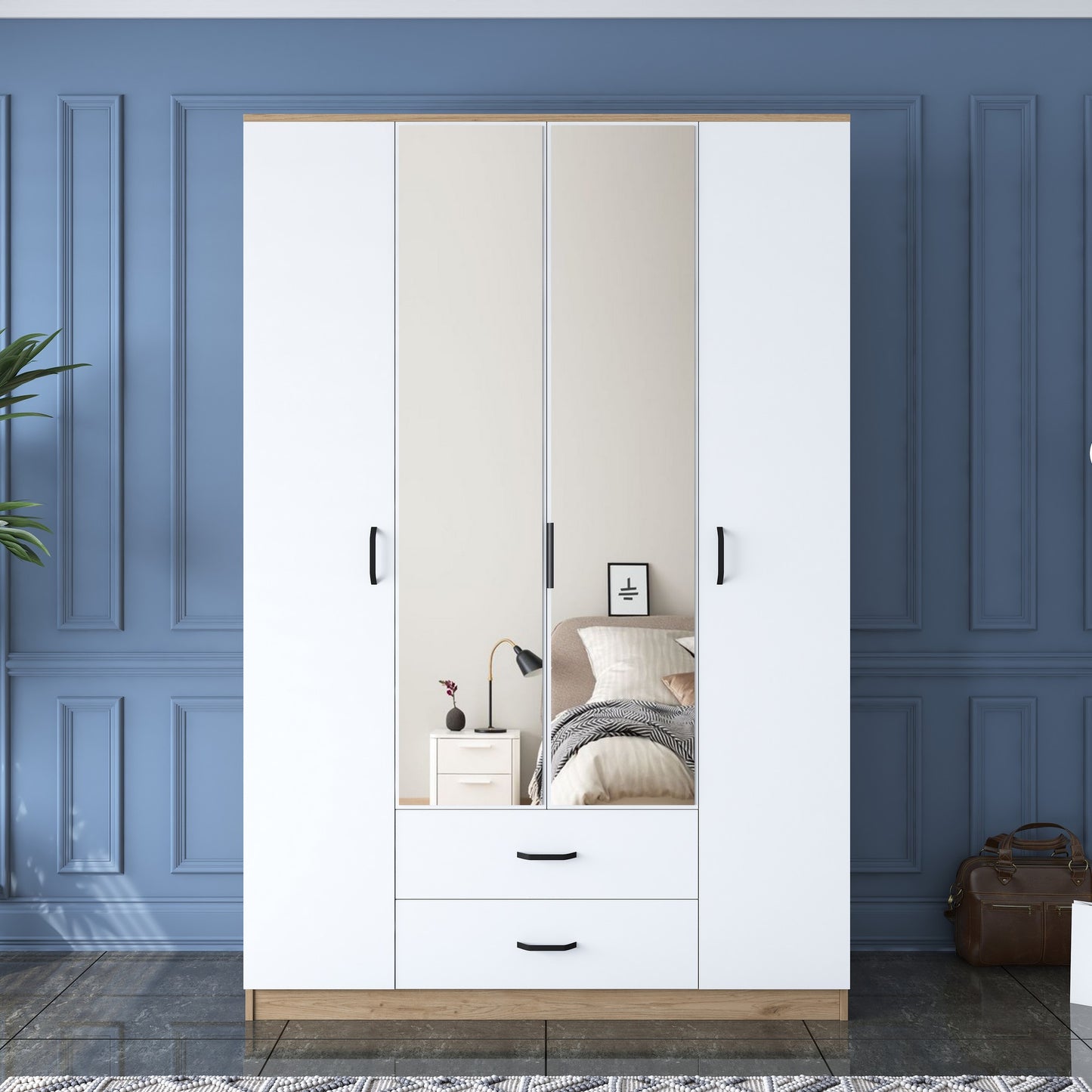 Ντουλάπα 210x210x51.5 εκ Walnut White 893RAN5406