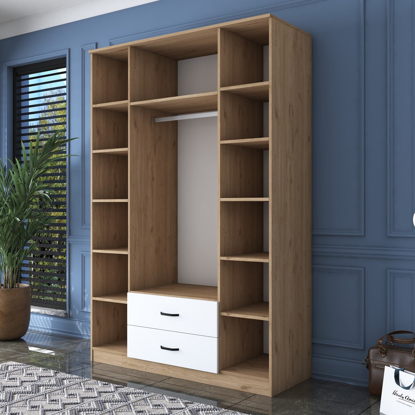 Ντουλάπα 210x210x51.5 εκ Walnut White 893RAN5406