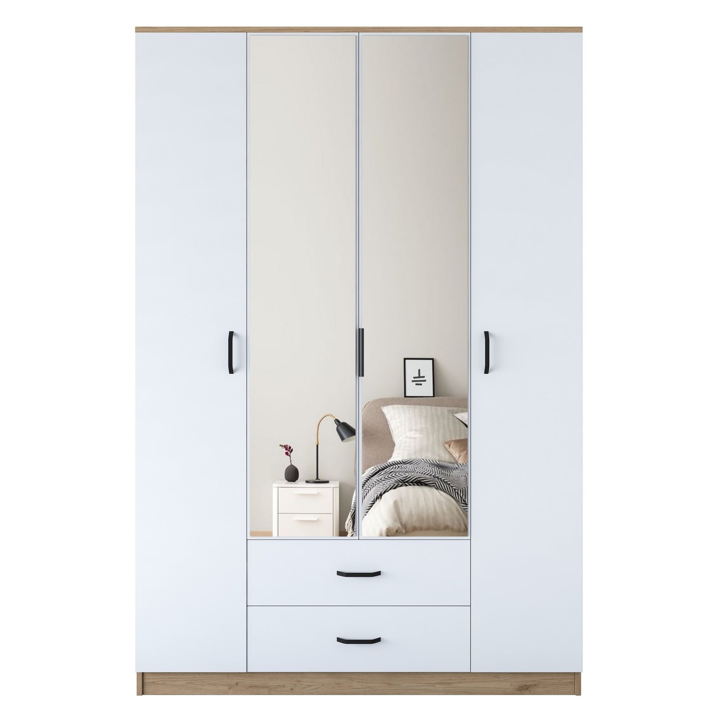 Ντουλάπα 210x210x51.5 εκ Walnut White 893RAN5406