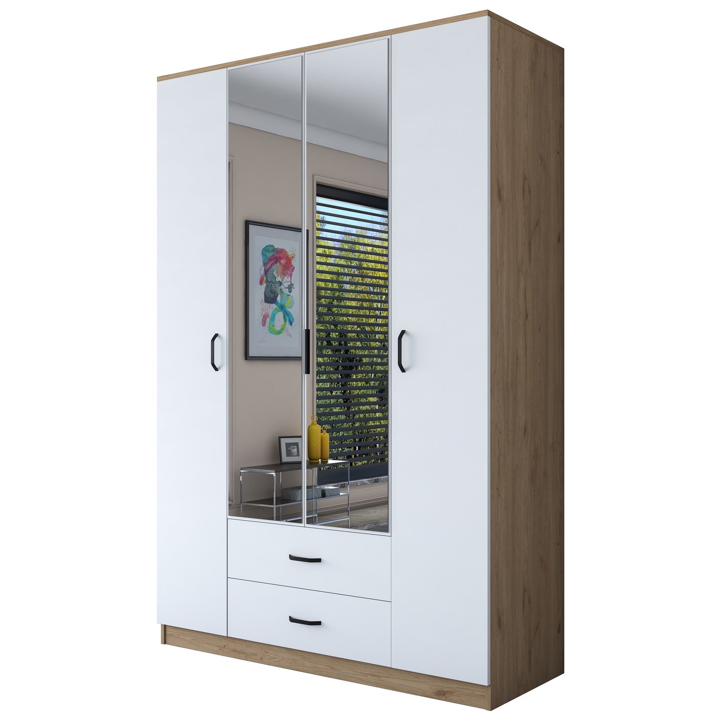 Ντουλάπα 210x210x51.5 εκ Walnut White 893RAN5406