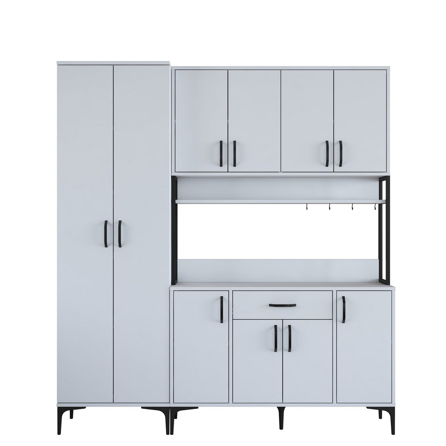 Βοηθητικό Ντουλάπι Κουζίνας Λευκό 180x40x198,6 εκ. με Ράφια – Μεγάλη Ντουλάπα Αποθήκευσης Πολλαπλών Χρήσεων Ράφι Κουζίνας 893RAN5449