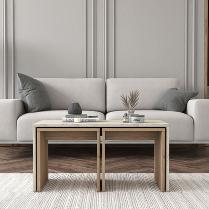 Σετ Τραπεζάκια Σαλονιού Τραβερτίνη 90 x 44,8 x 40 εκ. και 41,4 x 42 x 38 εκ. 893RAN5815