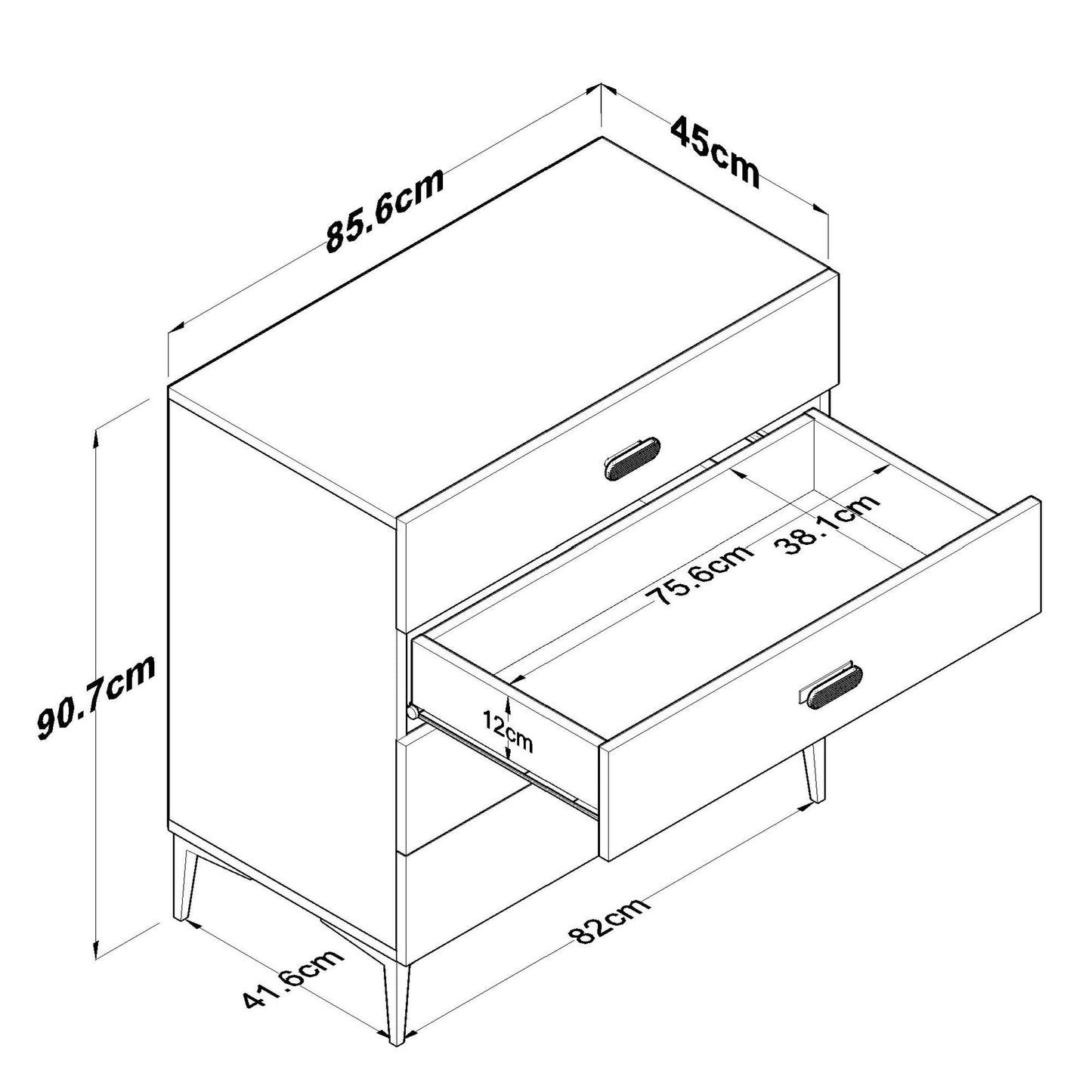 Συρταριέρα 85.6x90.7x45 εκ Λευκό 893RAN5828