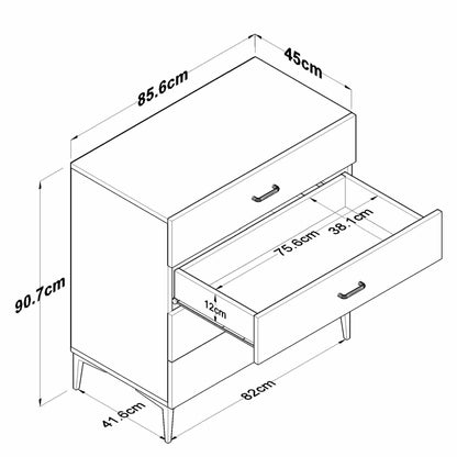 Συρταριέρα 85.6x90.7x45 εκ Λευκό 893RAN5849