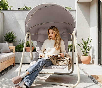 Κρεμαστή Κούνια Κήπου Αιώρα Με Τέντα Κουνιστή Εργονομική Πολυθρόνα Φωλιά με Χοντρό Μαξιλάρι B0-GWDLH5KQ