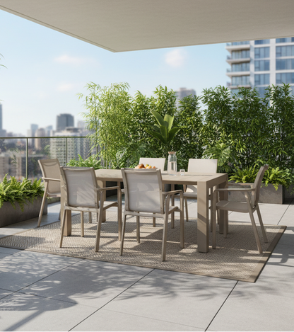 Τραπεζαρία Κήπου με 6 Πολυθρόνες Μπεζ Πολυπροπυλενίου Τραπέζι και Καρέκλες Μπαλκονιού 20.9988