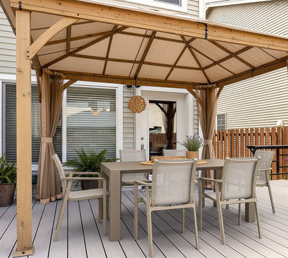 Τραπεζαρία Κήπου με 6 Πολυθρόνες Μπεζ Πολυπροπυλενίου Τραπέζι και Καρέκλες Μπαλκονιού 20.9988