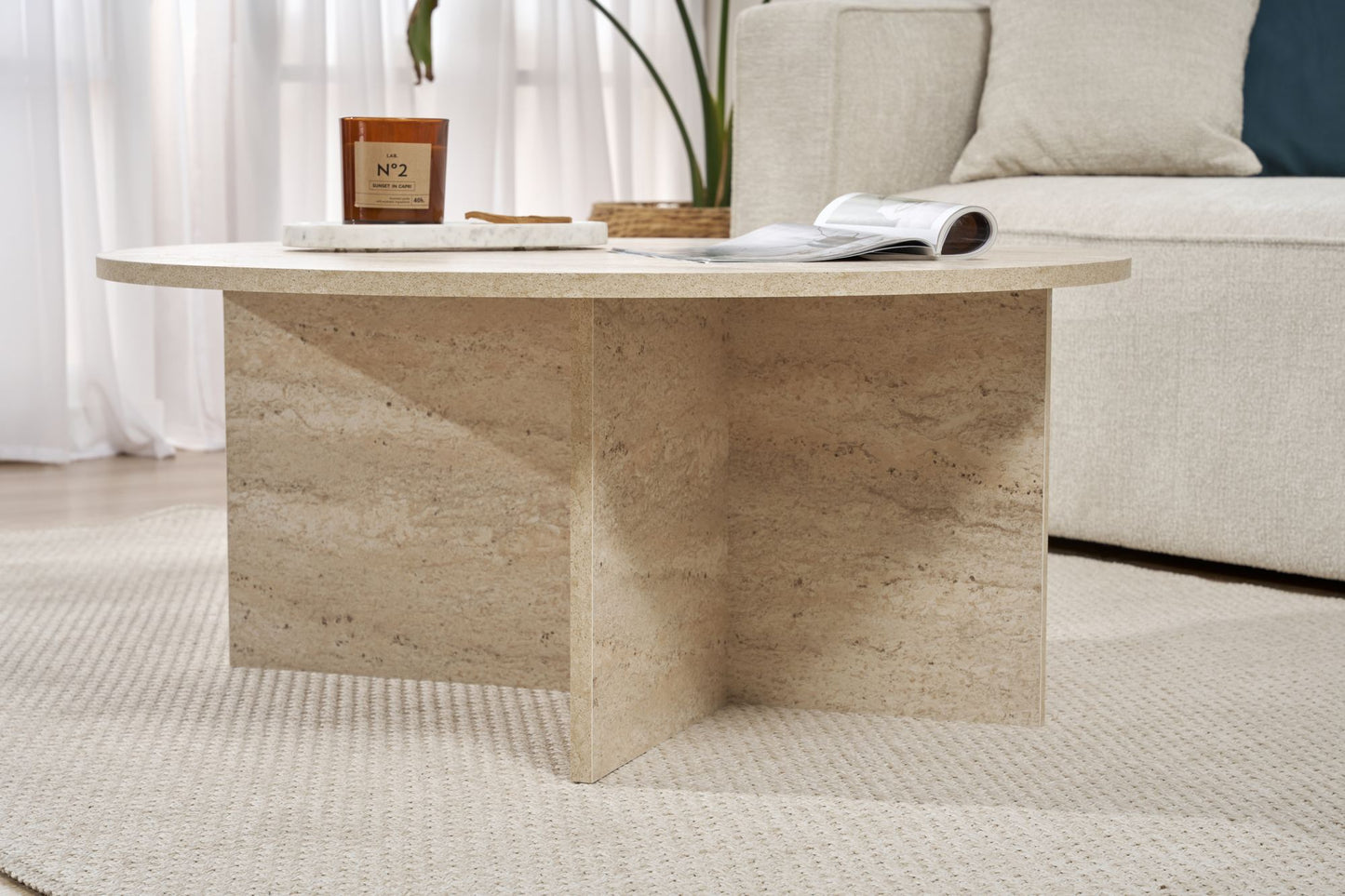 Τραπεζάκι Σαλονιού Travertine 90 x 90 x 40 εκ GR909NRD1122