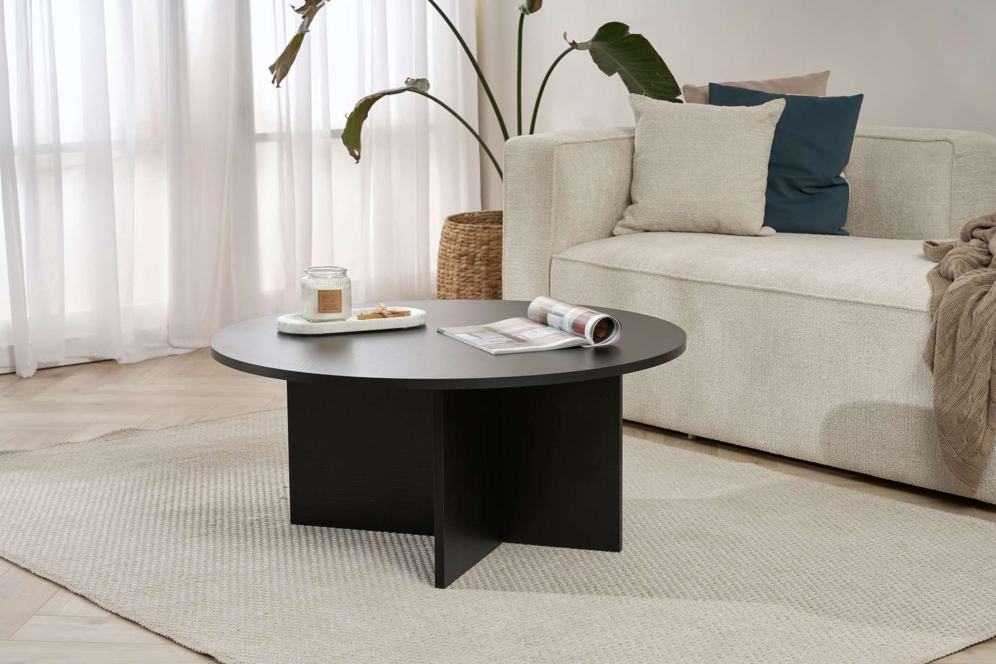 Τραπεζάκι Σαλονιού Wood Μαύρο 90 x 90 x 40 εκ GR909NRD1124