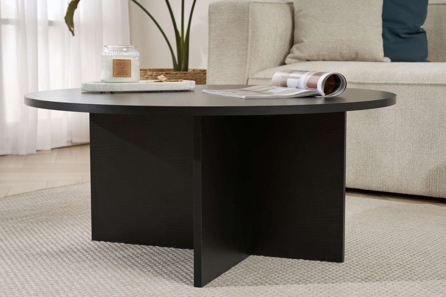 Τραπεζάκι Σαλονιού Wood Μαύρο 90 x 90 x 40 εκ GR909NRD1124