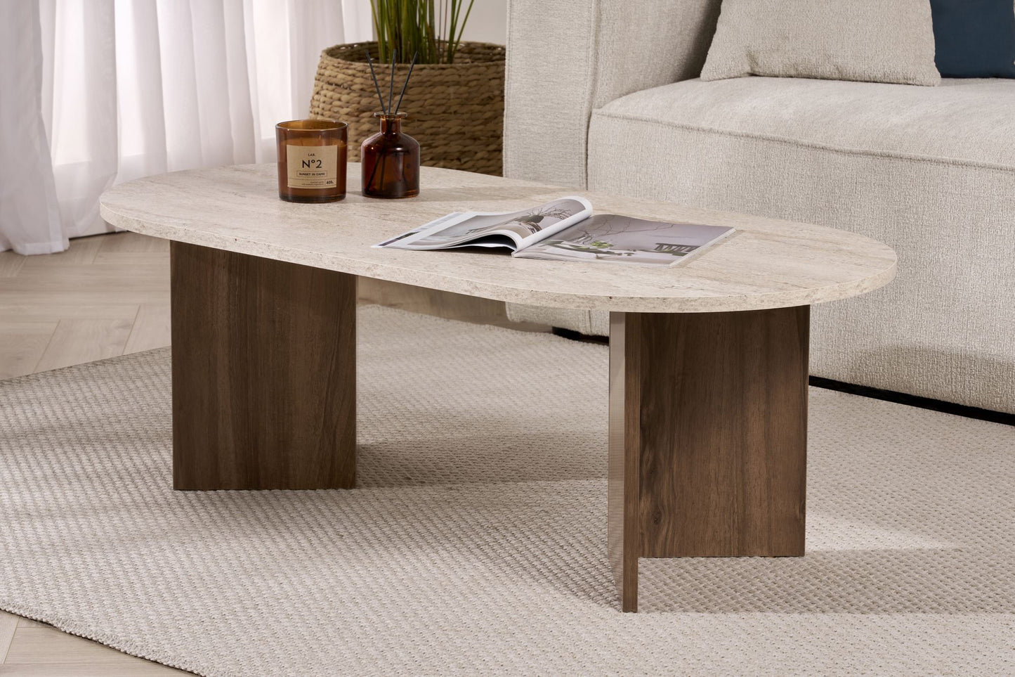 Τραπεζάκι Σαλονιού Travertine - Καρυδί 119 x 60 x 40 εκ GR909NRD1125