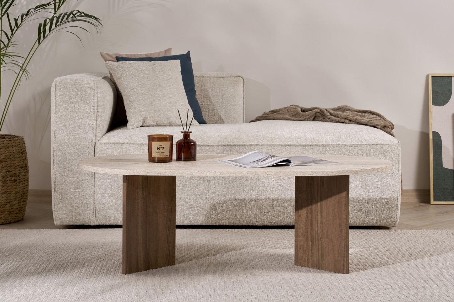 Τραπεζάκι Σαλονιού Travertine - Καρυδί 119 x 60 x 40 εκ GR909NRD1125