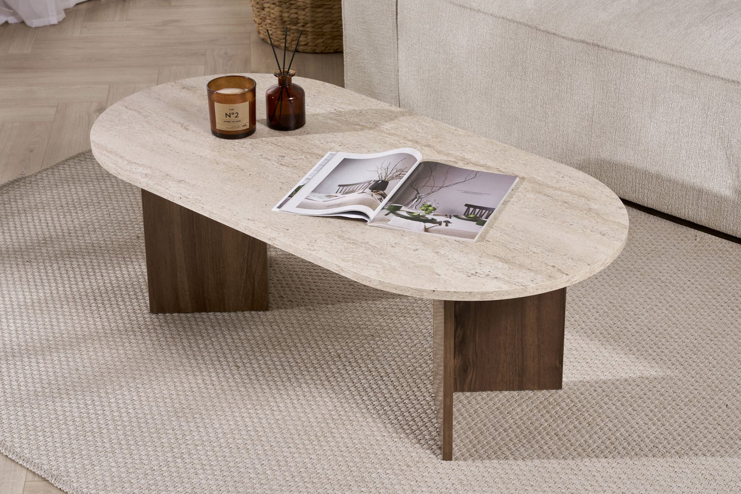Τραπεζάκι Σαλονιού Travertine - Καρυδί 119 x 60 x 40 εκ GR909NRD1125