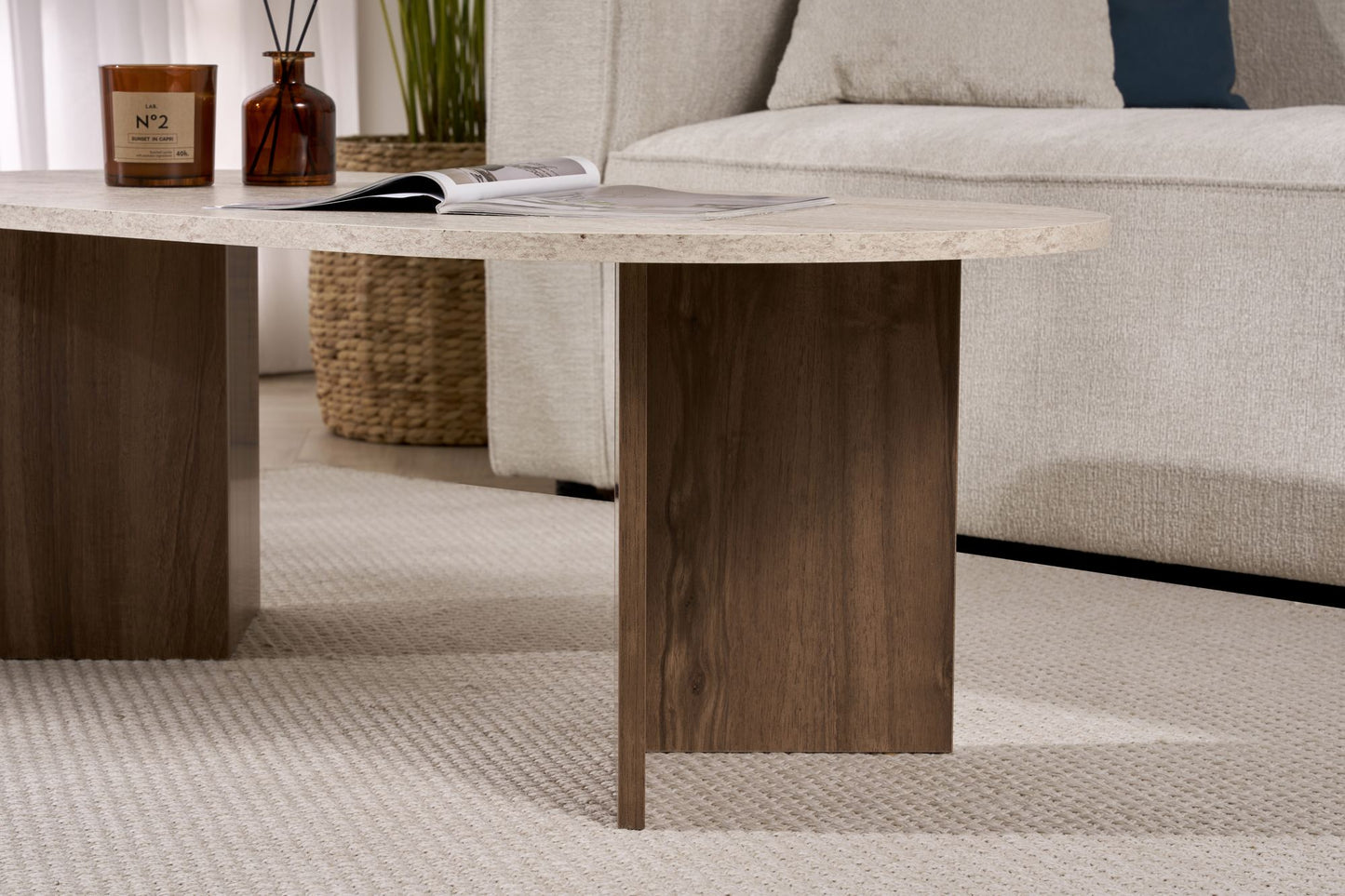 Τραπεζάκι Σαλονιού Travertine - Καρυδί 119 x 60 x 40 εκ GR909NRD1125