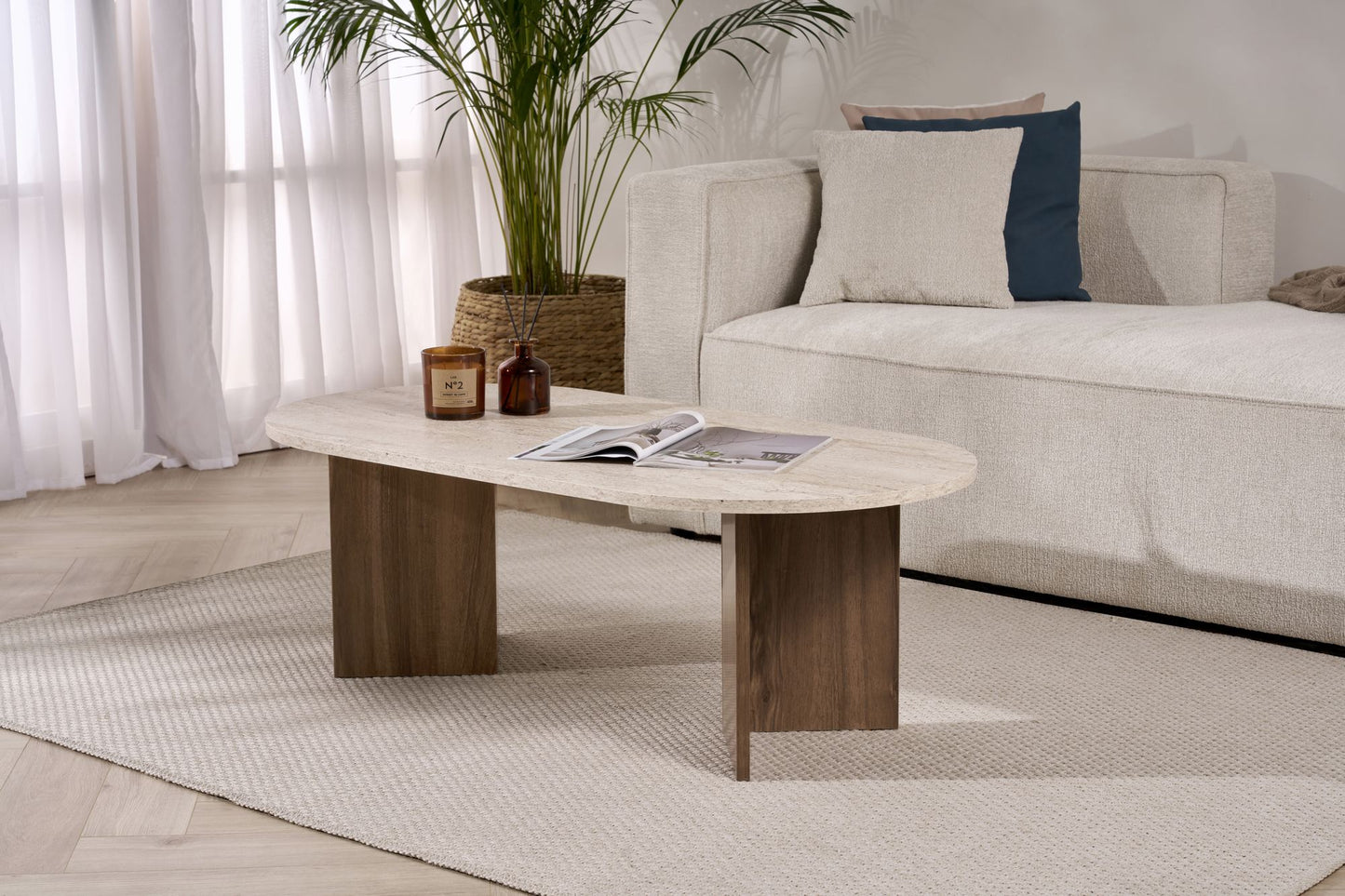 Τραπεζάκι Σαλονιού Travertine - Καρυδί 119 x 60 x 40 εκ GR909NRD1125