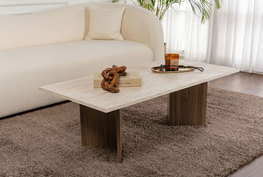 Τραπεζάκι Σαλονιού Travertine - Venezia Καρυδί 119 x 60 x 40 εκ GR909NRD1127