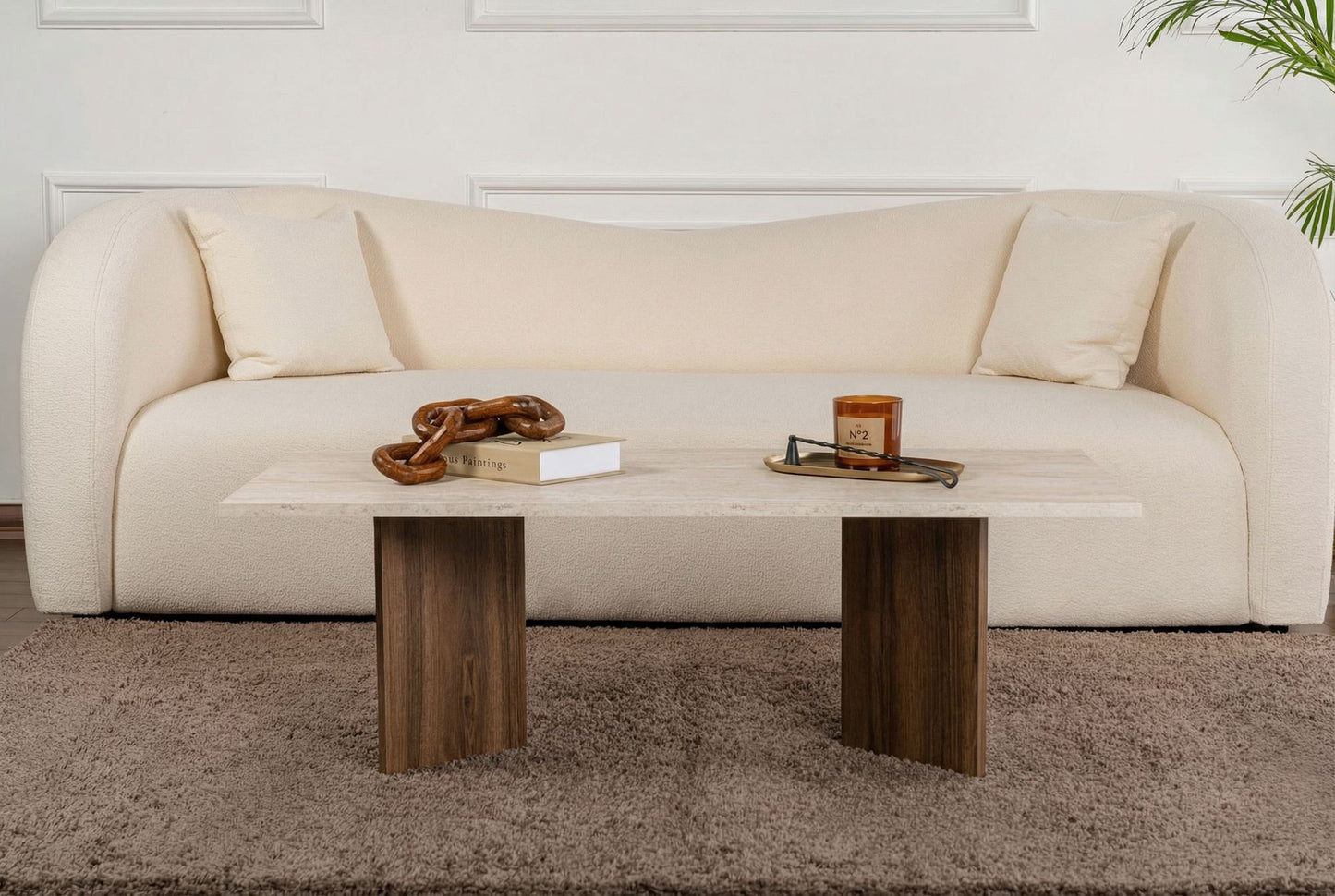 Τραπεζάκι Σαλονιού Travertine - Venezia Καρυδί 119 x 60 x 40 εκ GR909NRD1127