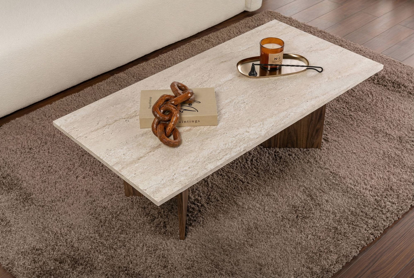 Τραπεζάκι Σαλονιού Travertine - Venezia Καρυδί 119 x 60 x 40 εκ GR909NRD1127