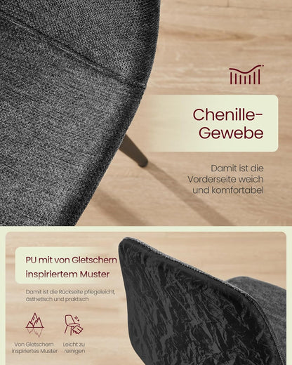 Καρέκλες Τραπεζαρίας Σετ 4 τεμ Καρέκλα Κουζίνας Ύφασμα Σενίλ PU πλάτη Γκρί KD-C188G01