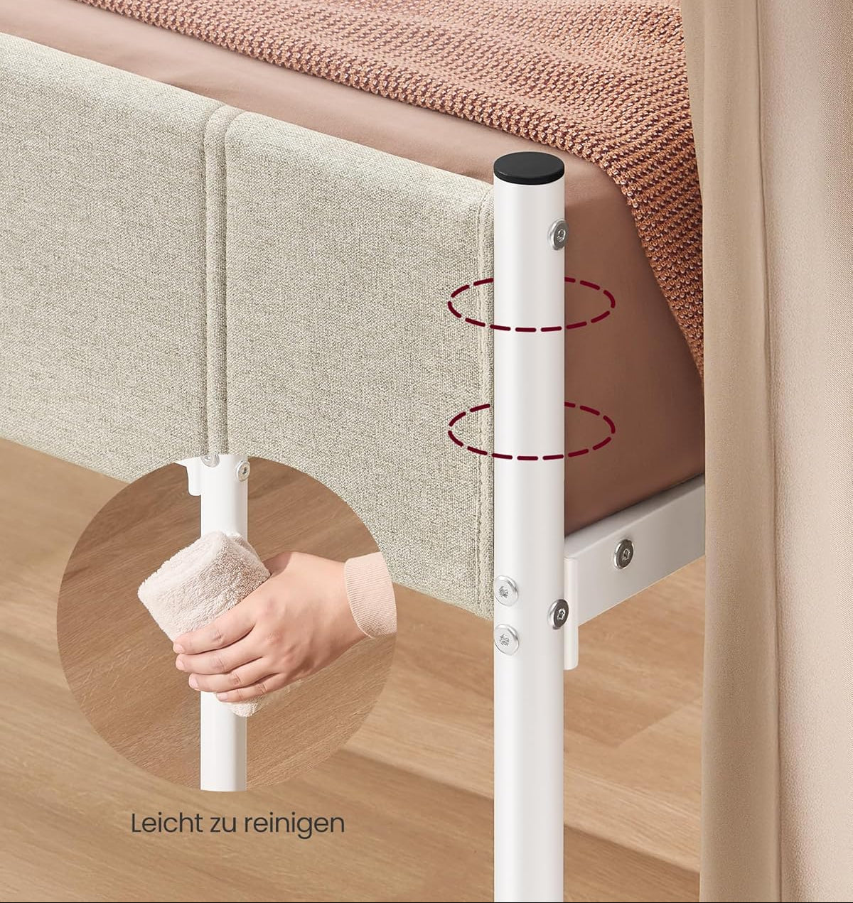 Σκελετός Μονού Κρεβατιού Μπεζ Ανθεκτικό Πλαίσιο 90x200 εκ Κρεβάτι Επενδυμένο με ύφασμα RM-B972LH01