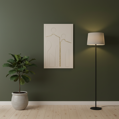 Πίνακας Ανάγλυφος Κρέμ με Χρυσά Ρινίσματα 120x80 εκ  91884