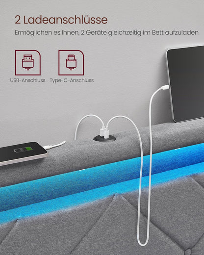 Σκελετός Κρεβατιού 140x200 εκ Κρεβάτι Με Συρτάρια και LED Φωτισμό Φόρτιση USB Θύρες RM-B827G01