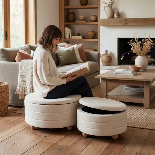 Σκαμπό Ταμπουρέ Εκρού